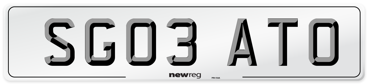 SG03 ATO Number Plate from New Reg